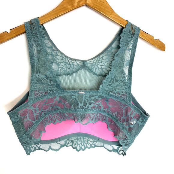 PINK by Victoria's Secret - Seafoam Green Lace Padded Bralette Bra - Size M - Picture 3 of 7